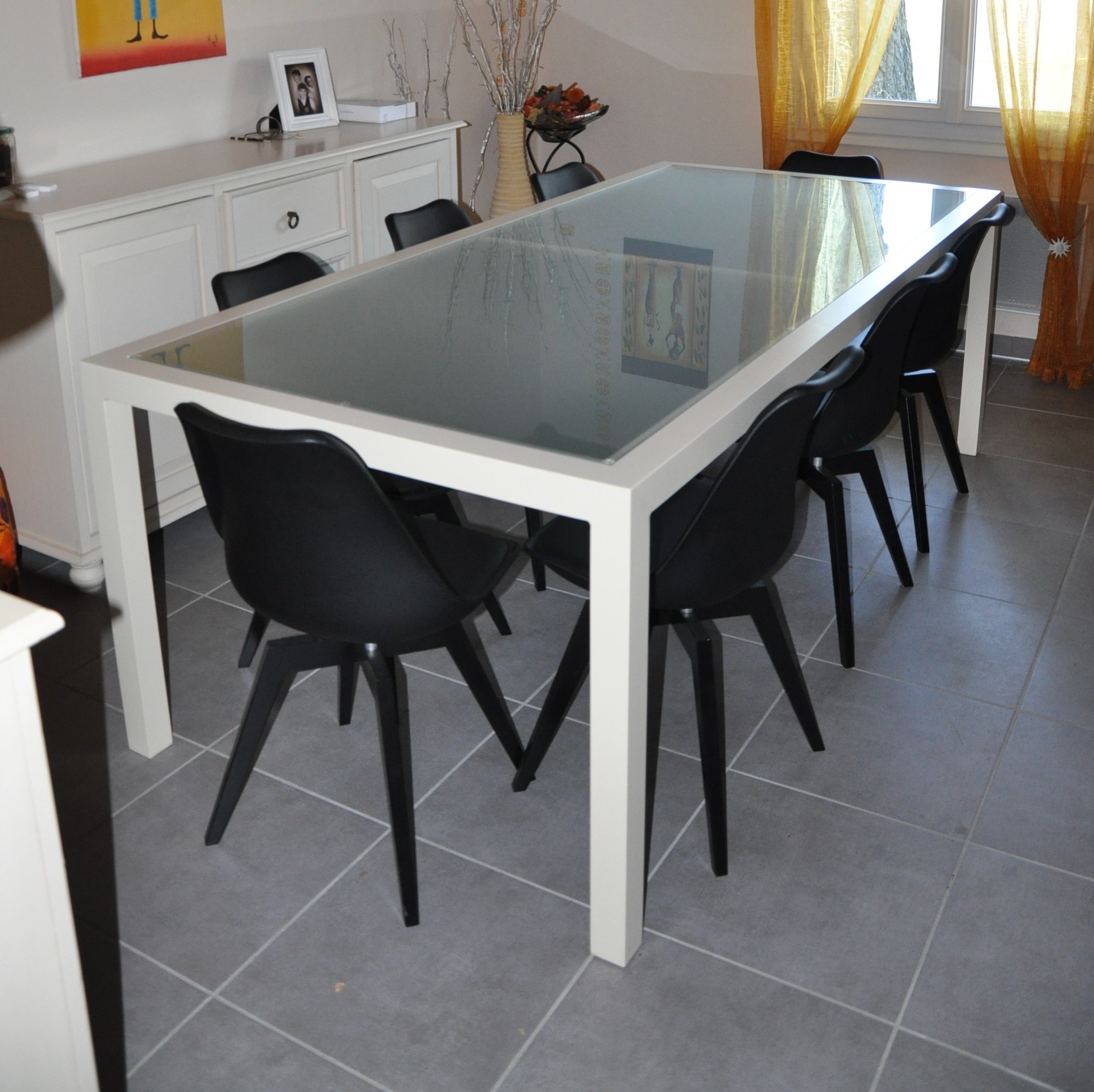 Table en aluminium - Peinture thermolaquée - Vitre 44/2 opale